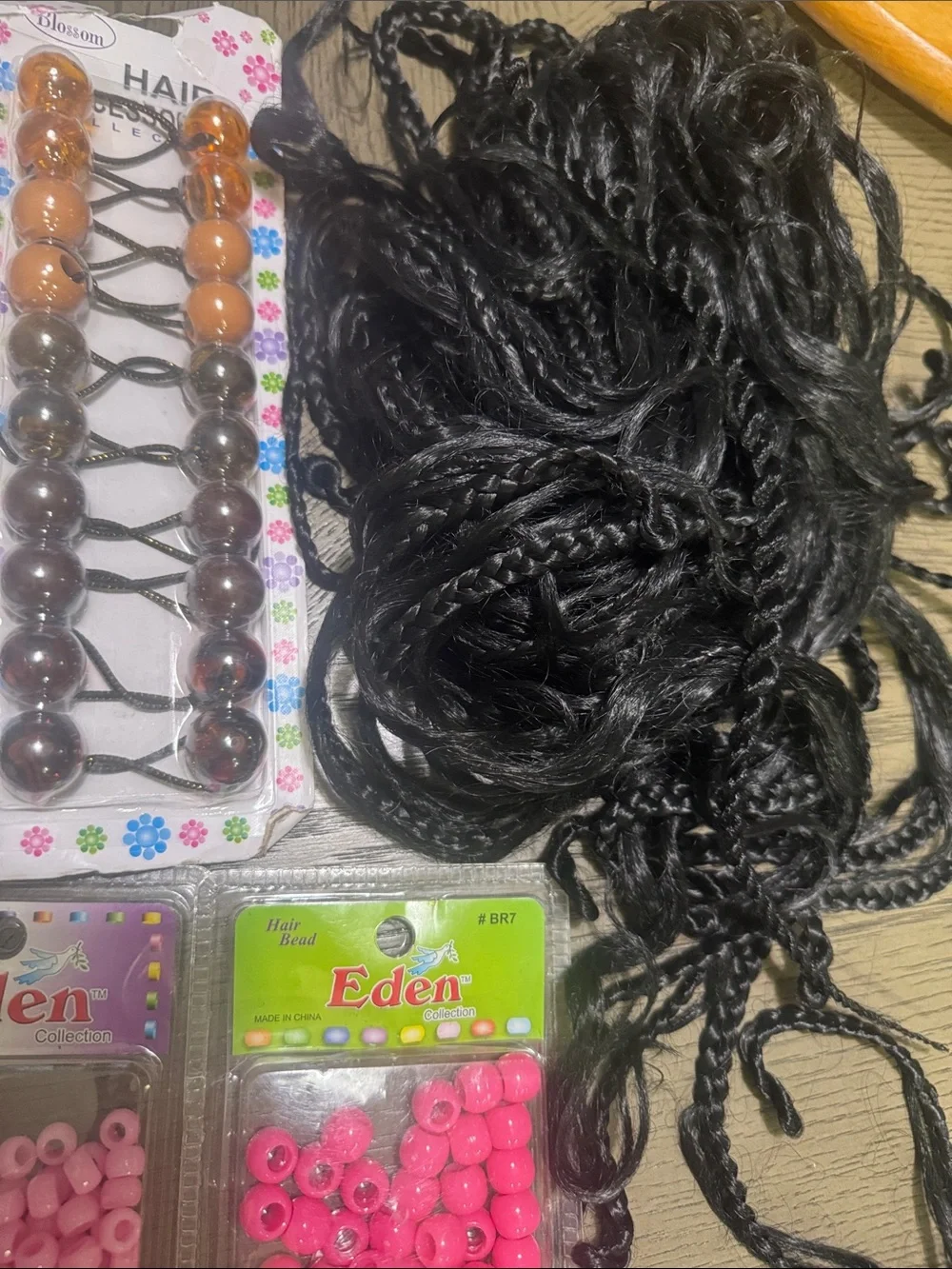 Lot of Kids Hair Beads Pack - Pink, Purple, Blue, Brown and black braids